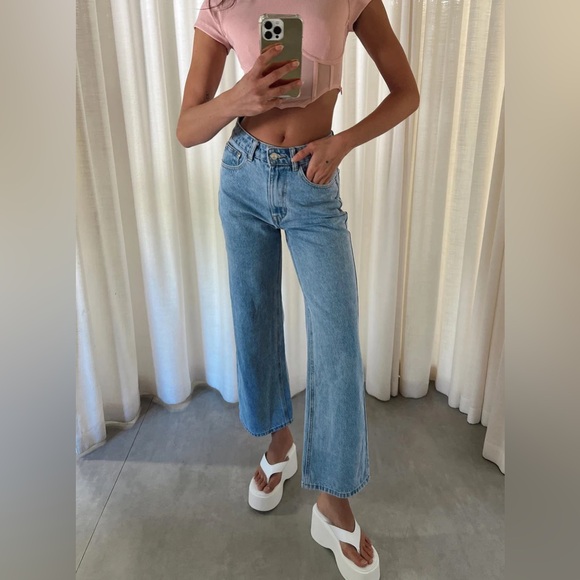 NWT Princess Polly Denver Straight Leg Jeans Womens Size 10 Wide New Blue Denim - Picture 6 of 14